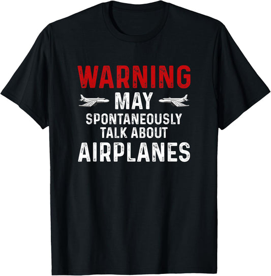 Talk about Airplanes - Funny Pilot and Aviation T-Shirt - T-Shirt | Black