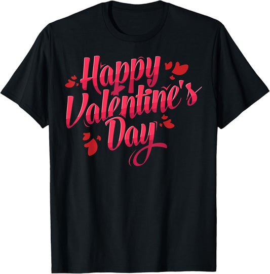 Happy Valentine's Day Heart Lover Couple Gift T-Shirt - T-Shirt | Black