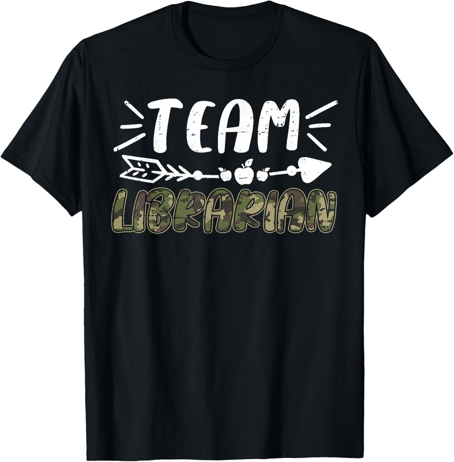Funny Team Librarian Camo Teacher Student Back To School T-Shirt - T-Shirt | Black