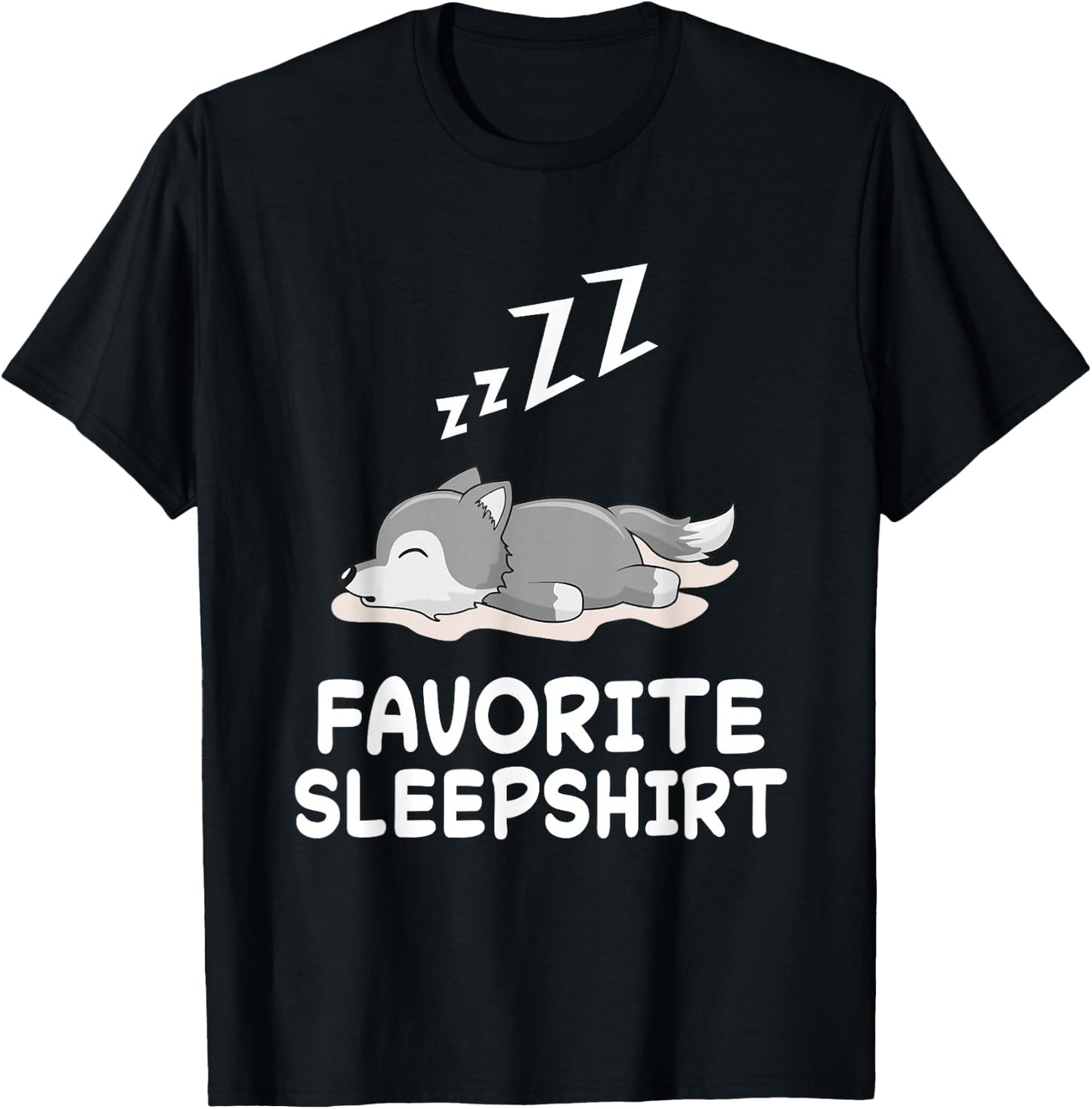 Wolf Wolves Nap Sleeping Sleep Pajama Pajamas Nightgown T-Shirt - T-Shirt | Black