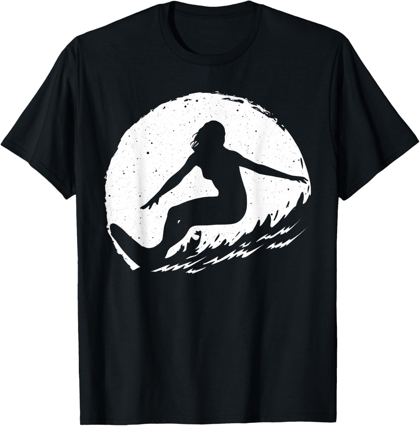 Surf Art Girls Beach Surfer Hawaiian Wave Surfing T-Shirt - T-Shirt | Black