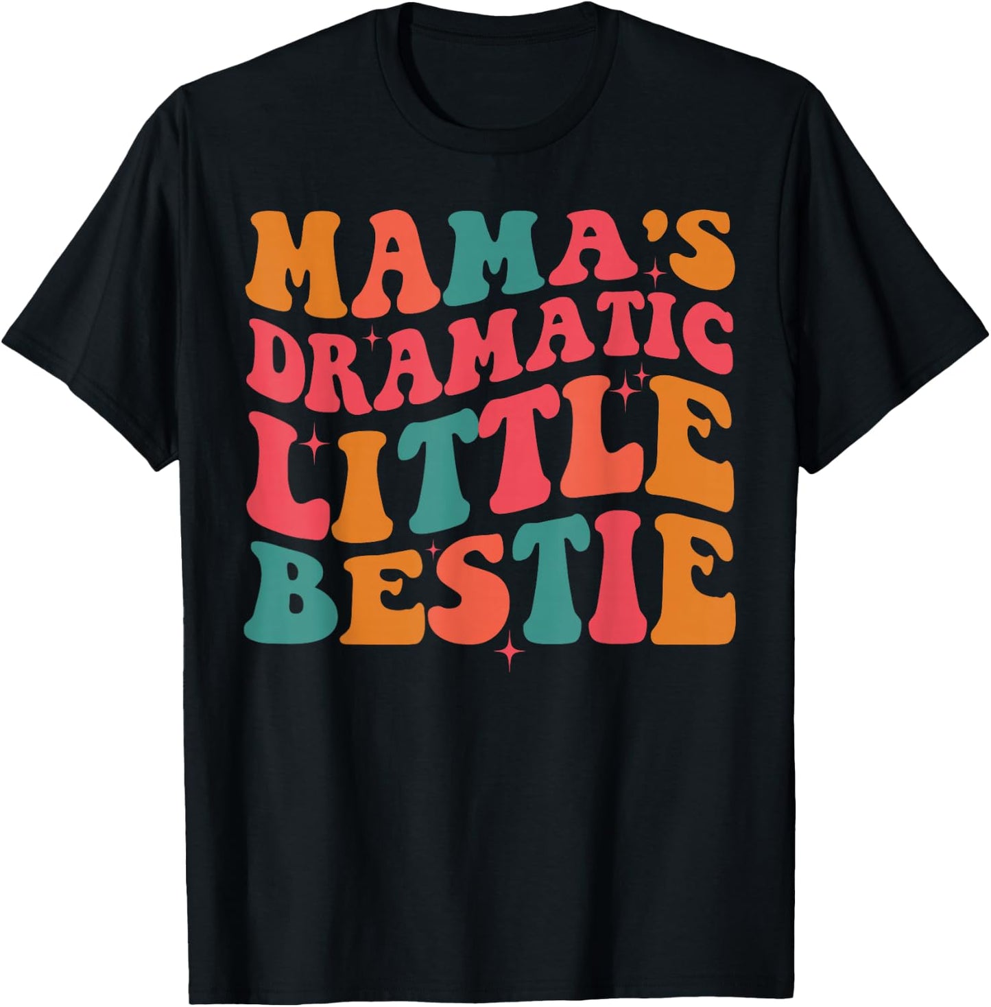 Retro Groovy Mama's Dramatic Little Bestie Kid Toddler Girl T-Shirt - T-Shirt | Black
