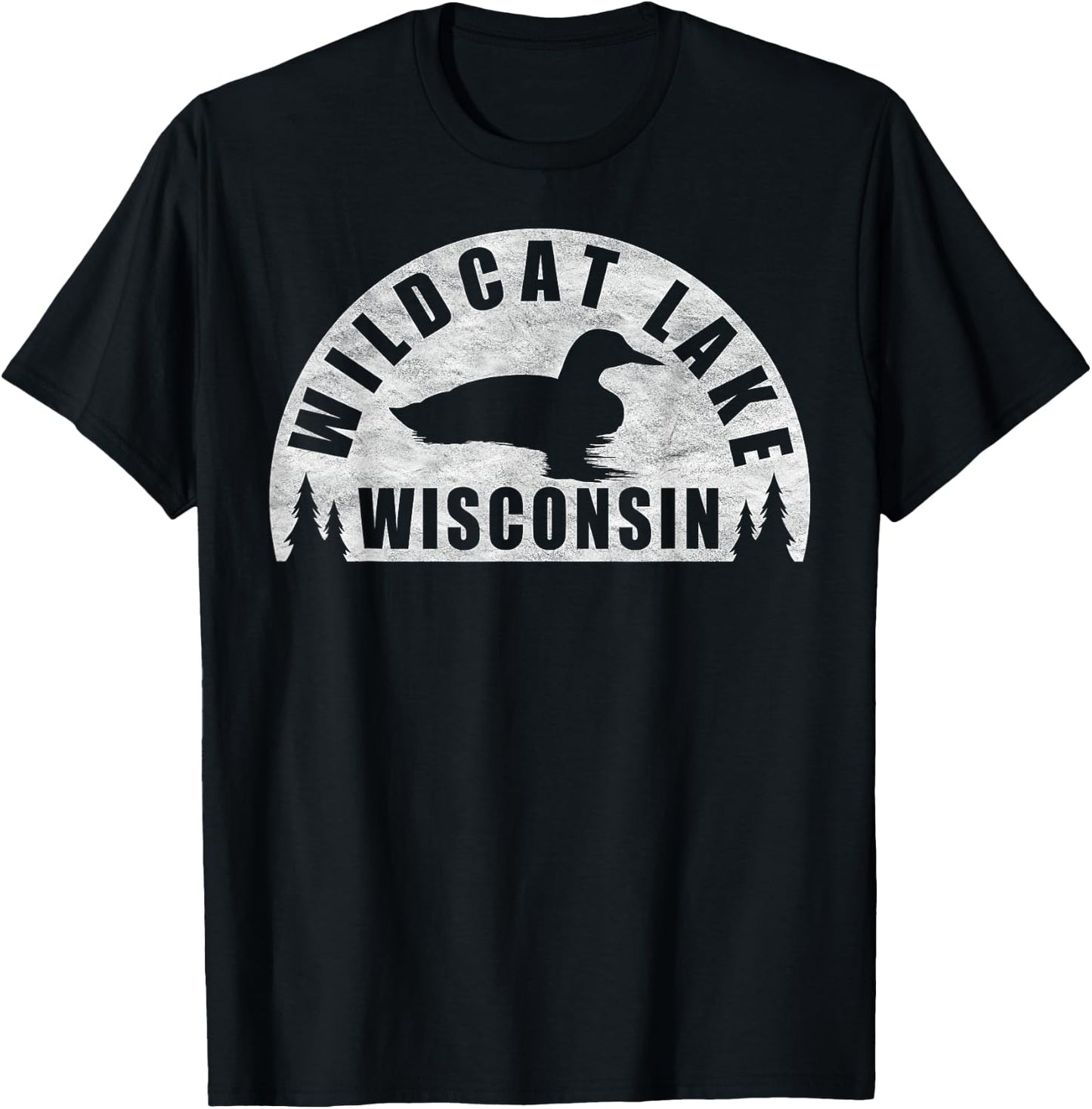 Wildcat Lake Northern Wisconsin Loon Women Girls Kids T-Shirt - T-Shirt | Black