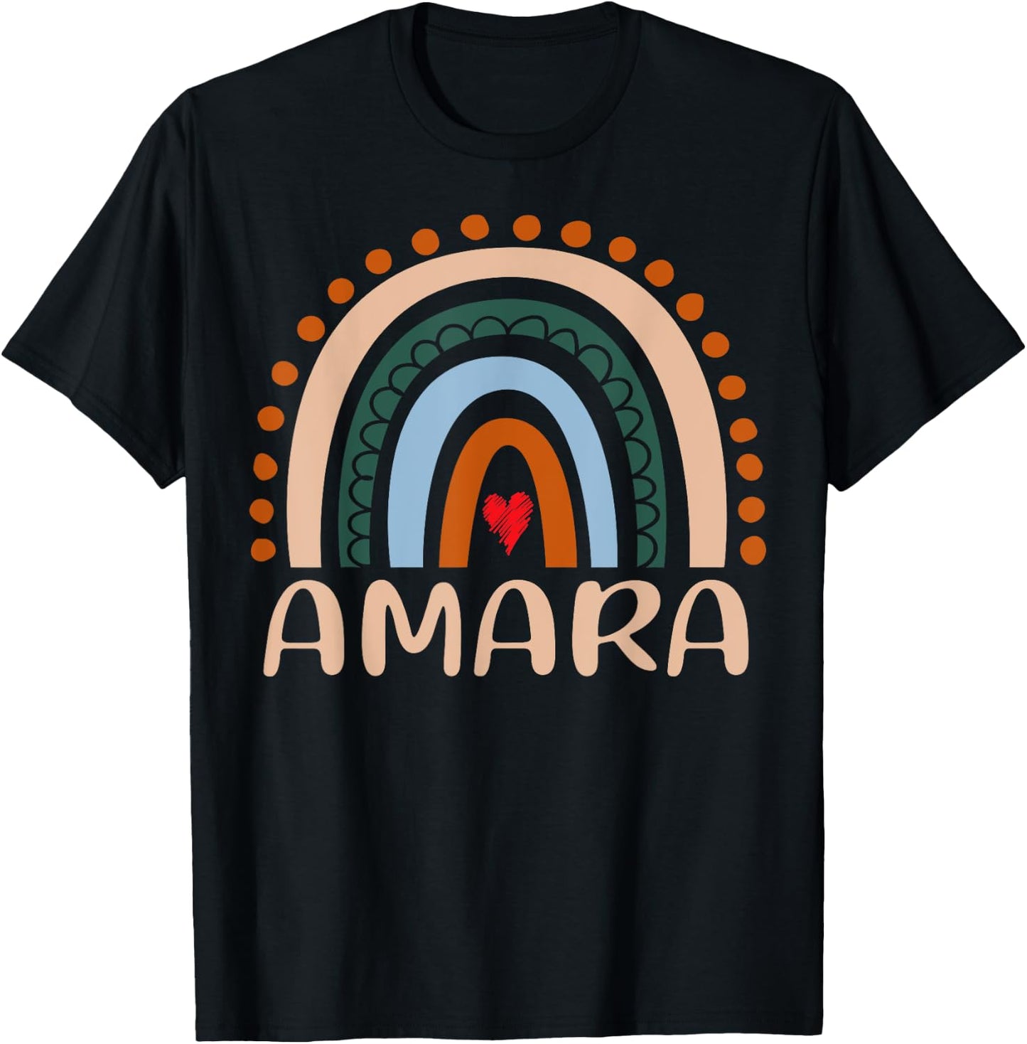 Amara Name Personalized Funny Women Rainbow Amara T-Shirt - T-Shirt | Black