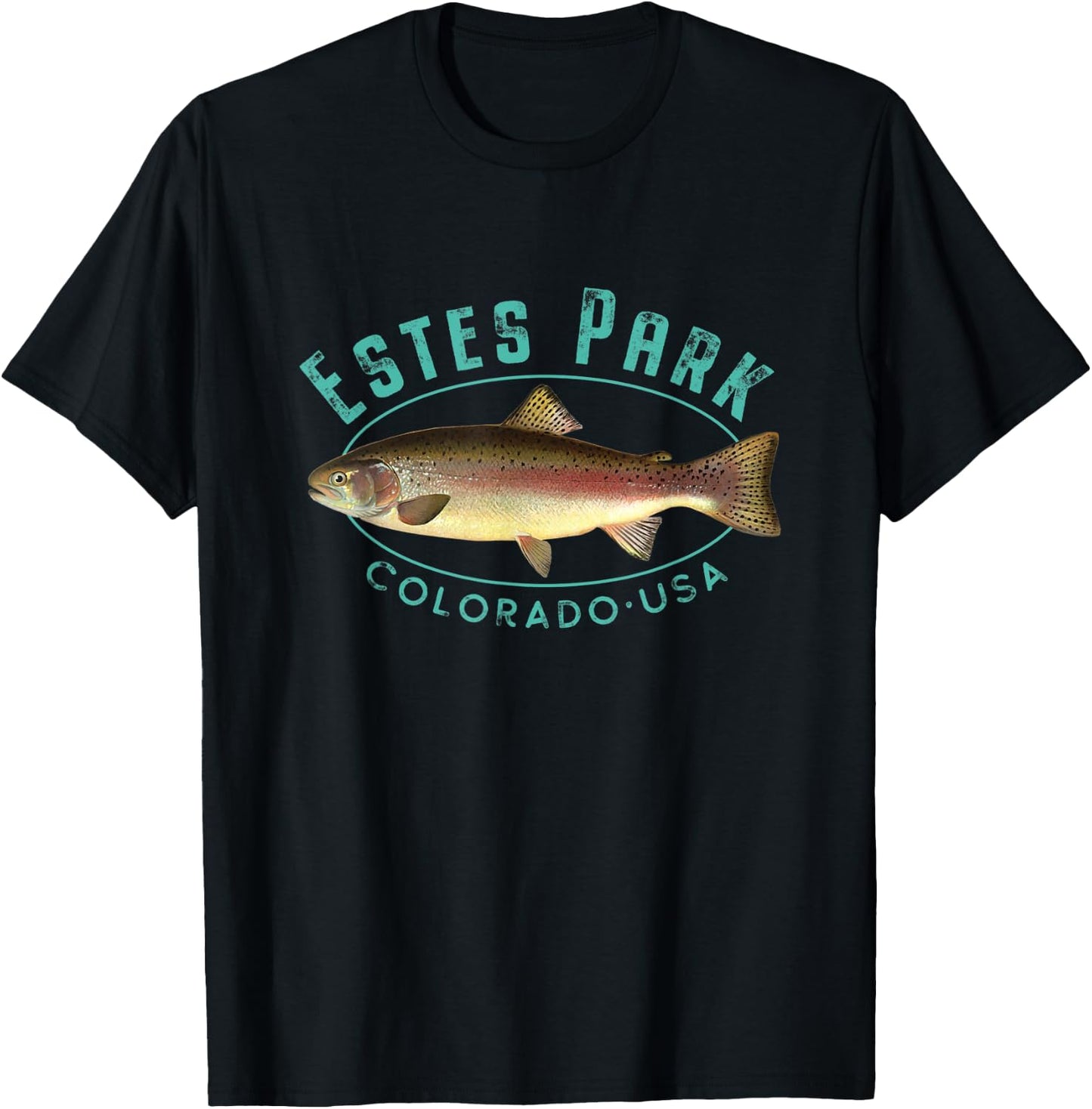 Estes Park Colorado Rainbow Trout Design T-Shirt - T-Shirt | Black