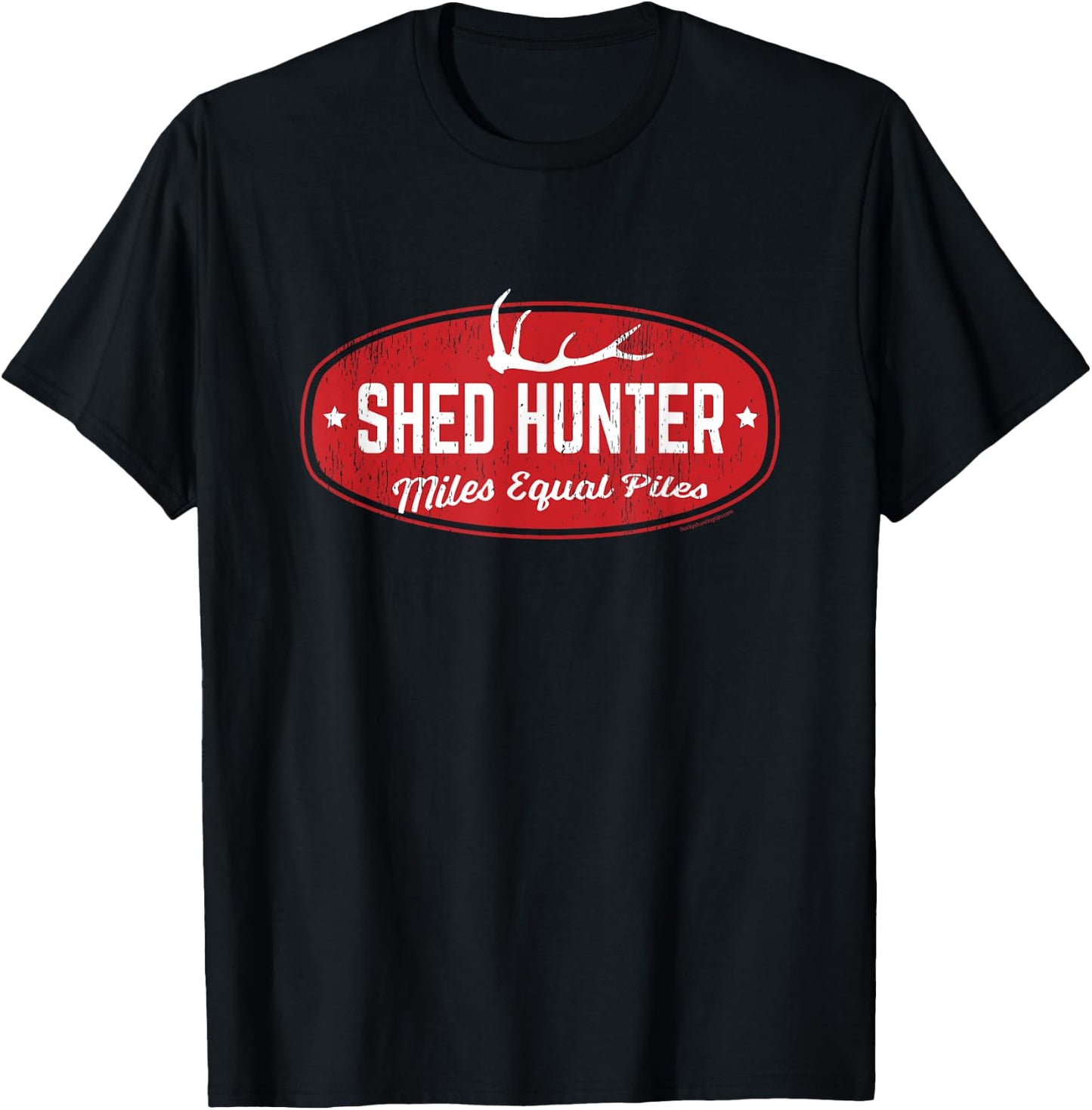 Elk Shed Antler Hunter - Miles Equal Piles T-Shirt - T-Shirt | Black