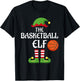 Basketball Elf Family Matching Group Christmas Sporty T-Shirt - T-Shirt | Black