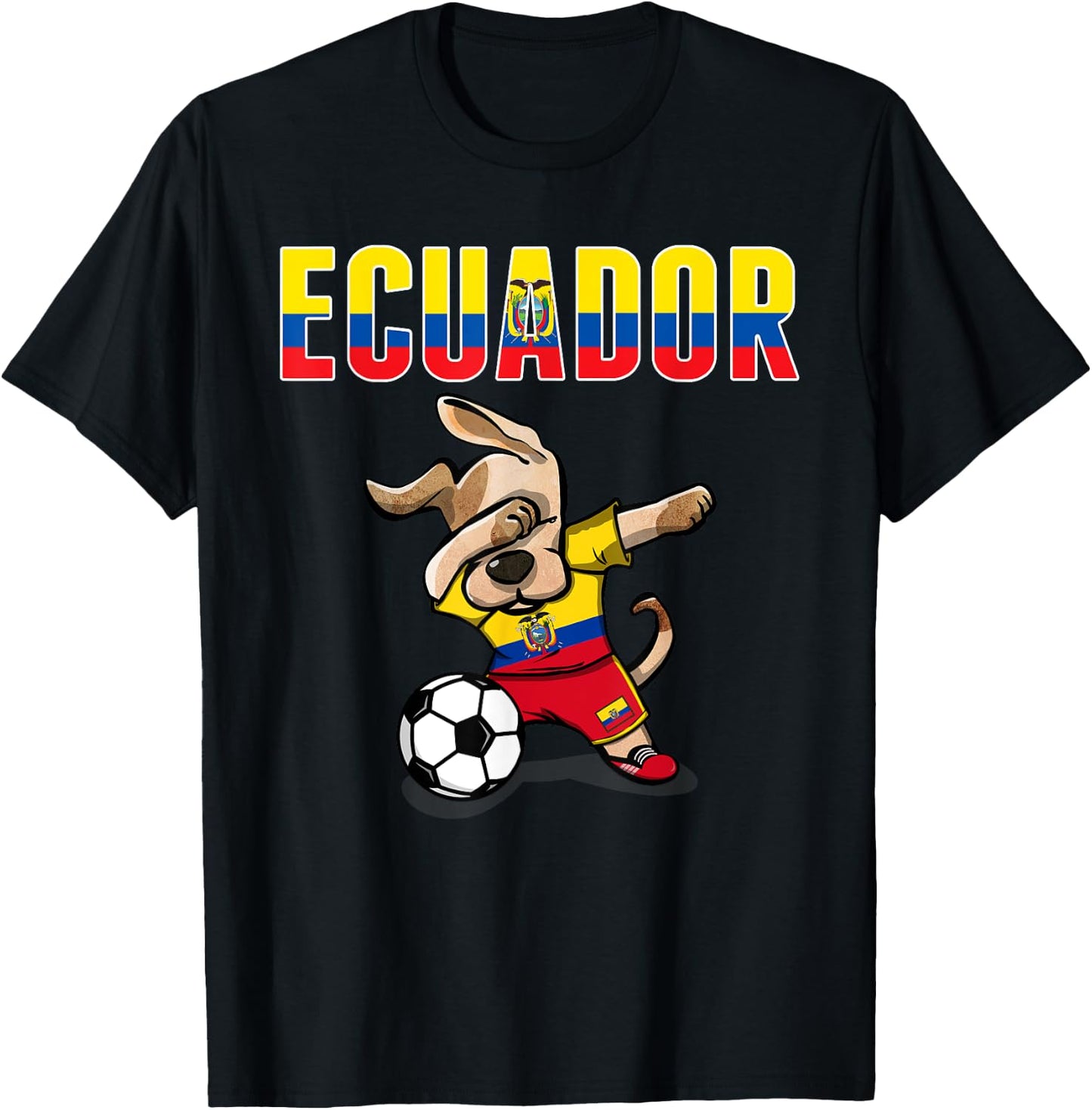Dabbing Dog Ecuador Soccer Fans Jersey Ecuadorean Football Men Women Girls Kids T-Shirt - T-Shirt | Black
