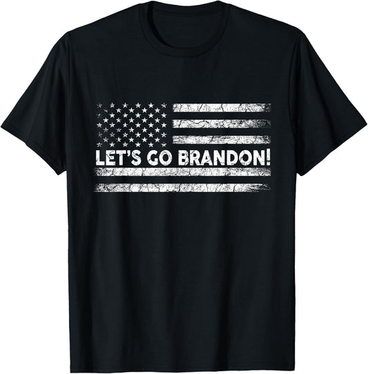 Let's Go Brandon Joe Biden Chant Impeach Biden USA Flag Women Men T-Shirt - T-Shirt | Black