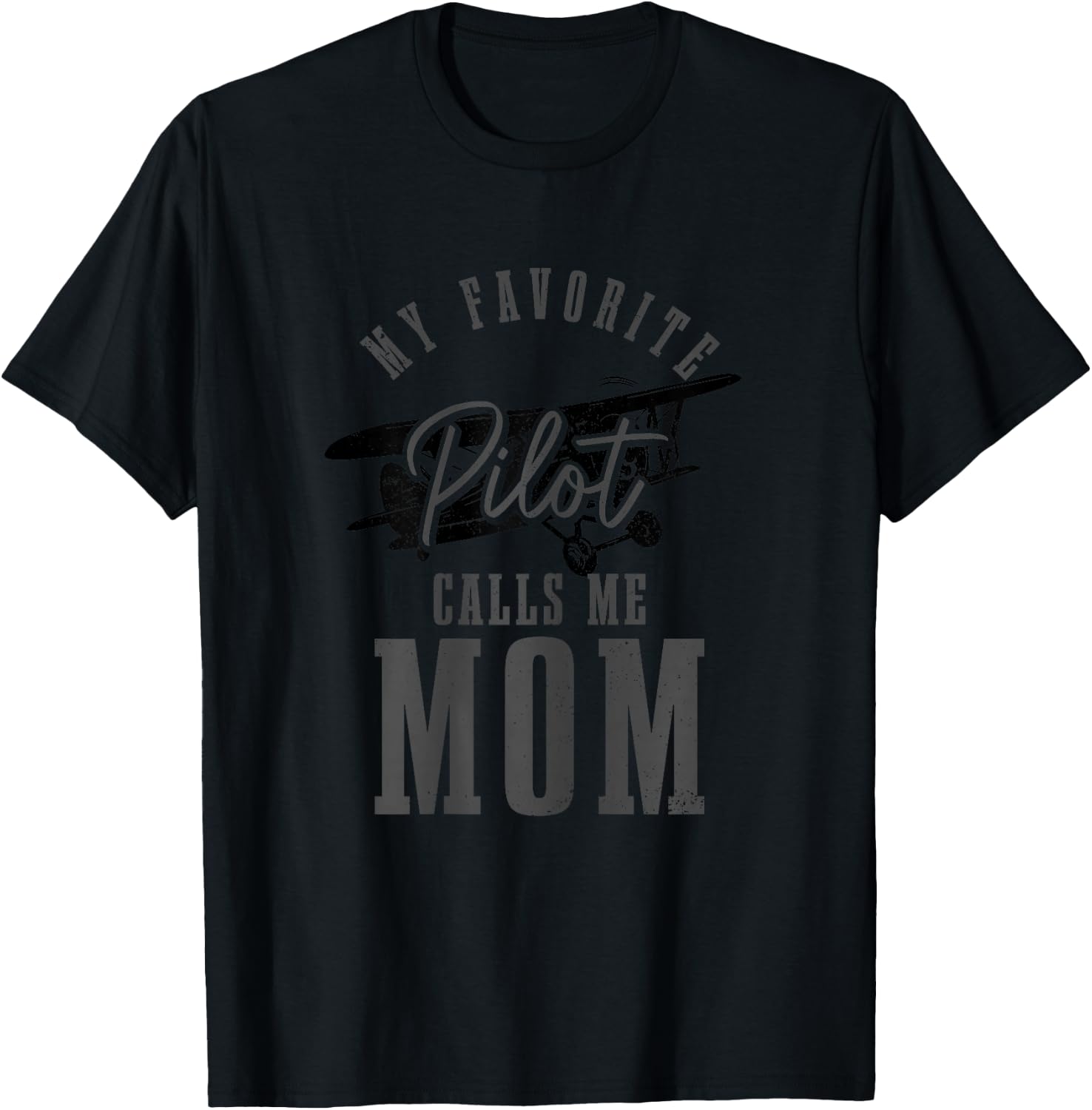 Pilot Mom Aviation Biplane Airplane Pilot T-Shirt - T-Shirt | Black