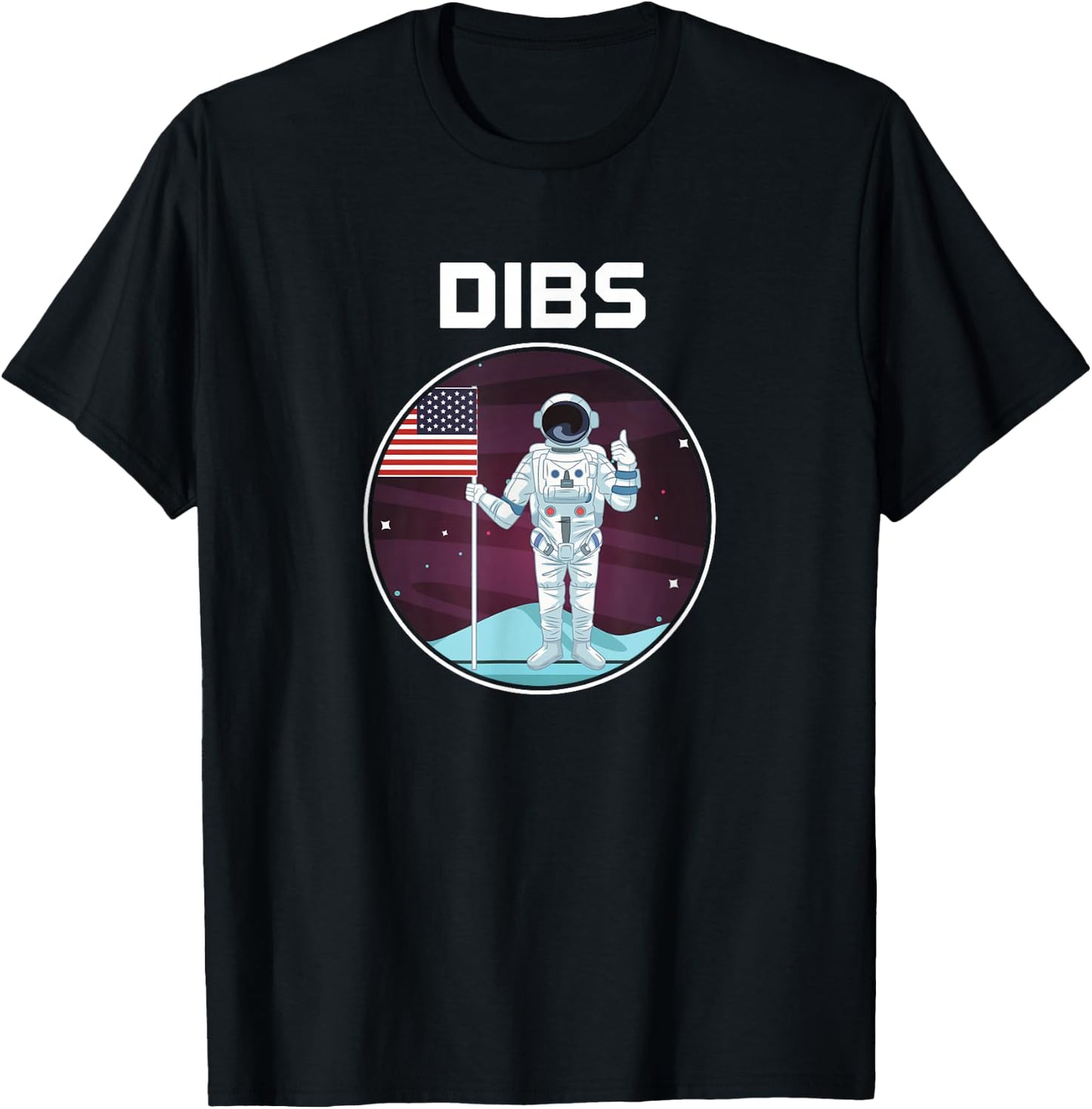 Astronaut Dibs on Moon in Space T-Shirt - T-Shirt | Black