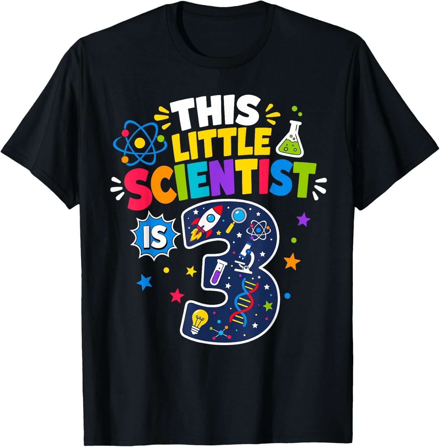 This Little Scientist is 3 3rd Birthday Science Kids T-Shirt - T-Shirt | Black