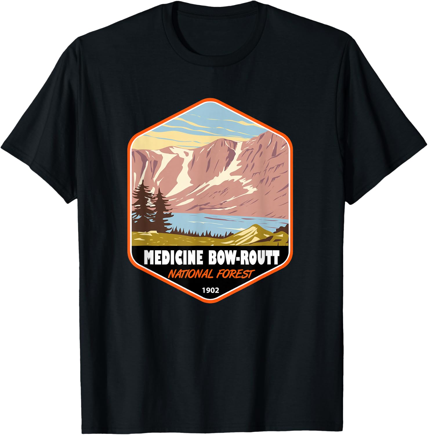 Medicine Bow Routt National Forest Badge T-Shirt - T-Shirt | Black