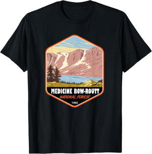 Medicine Bow Routt National Forest Badge T-Shirt - T-Shirt | Black