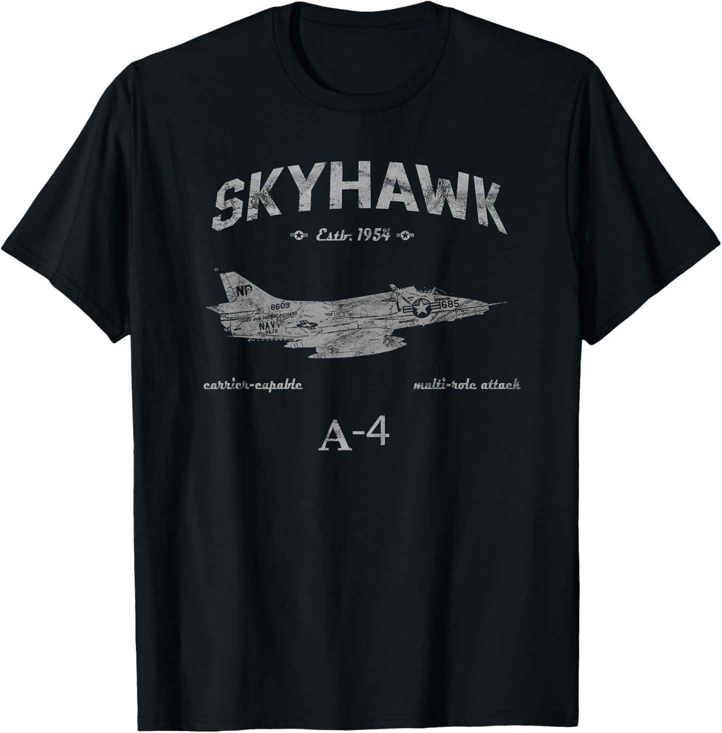 A-4 Skyhawk Jet Airplane Estb 1954 Vintage Style Pilot T-Shirt - T-Shirt | Black
