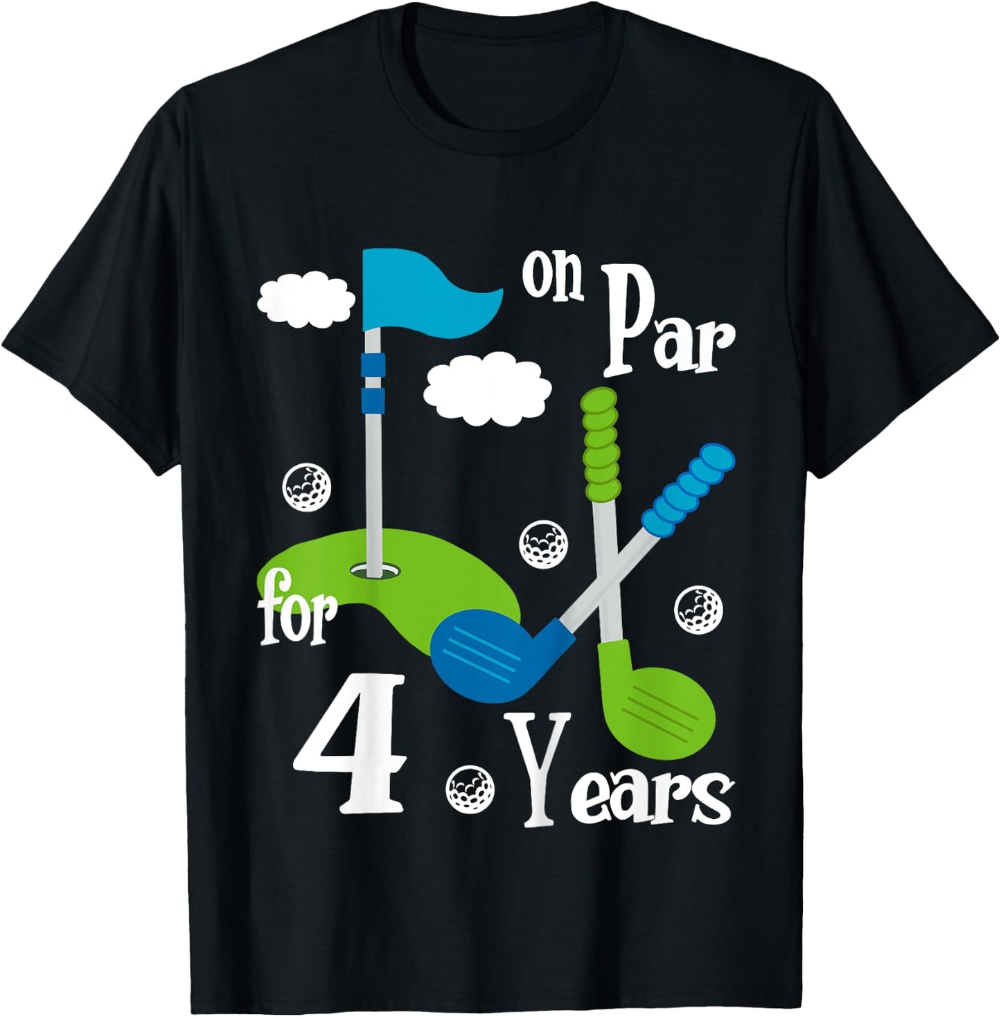 4 Year Old Golf Birthday Party Shirt Gift Boy Girl T-Shirt - T-Shirt | Black