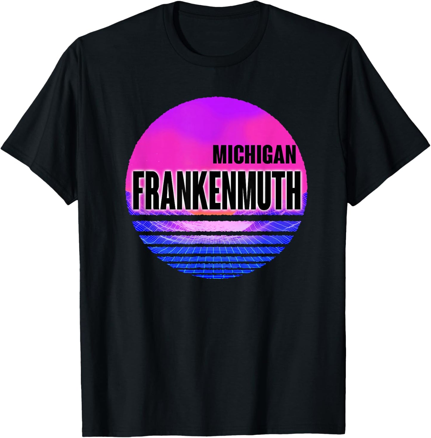 Vintage Frankenmuth Vaporwave Michigan T-Shirt - T-Shirt | Black