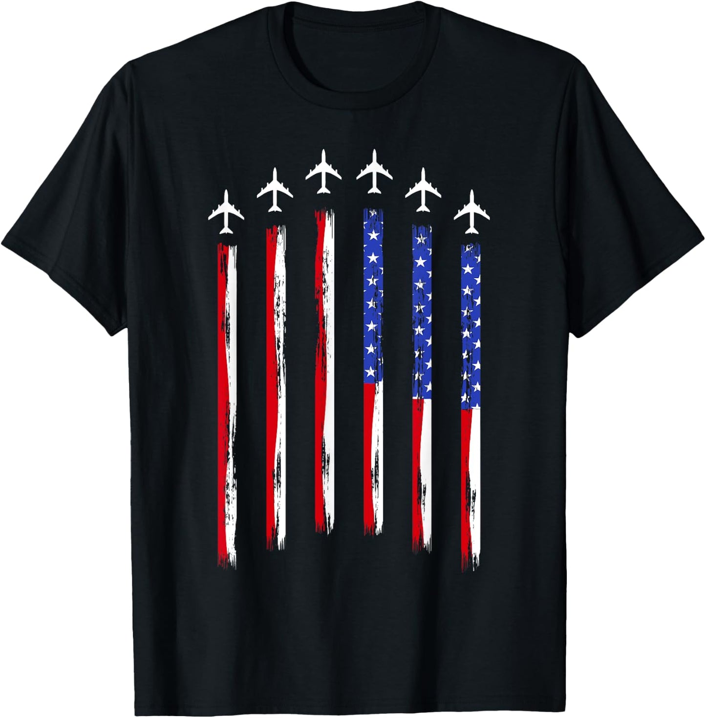 American Flag USA Fighter Jet For 4th Of July Patriotic T-Shirt - T-Shirt | Black