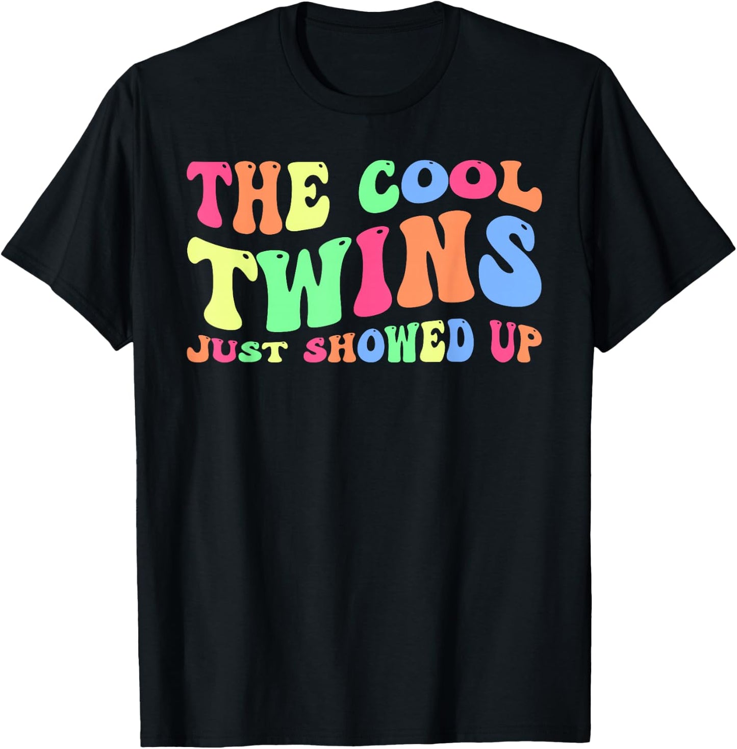 Cool Twins Just Showed Up Spirit Week Groovy Twin Day Twins T-Shirt - T-Shirt | Black