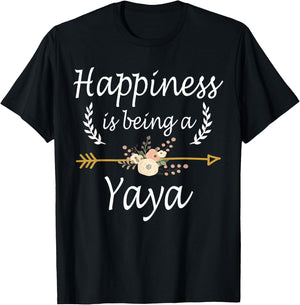 Happiness Is Being A Yaya Shirt Cute Mothers Day Gifts T-Shirt - T-Shirt | Black