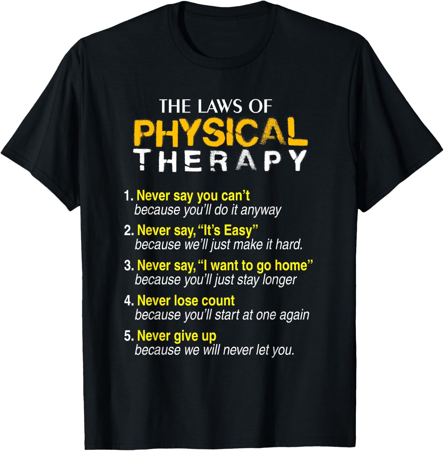 The Laws Of Physical Therapy Motivational Goals Pt Funny T-Shirt - T-Shirt | Black