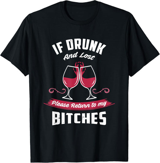 If Drunk and Lost | Funny Girls Night Out Party Drinking T-Shirt - T-Shirt | Black