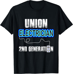 Union Electrician Electrical Workers 2nd Gen Gift T-Shirt - T-Shirt | Black