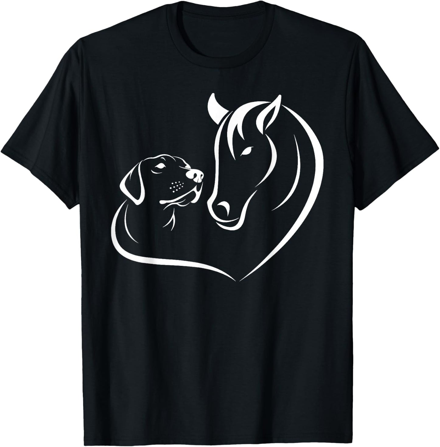Horse and Dog Women and Men Motif Horse Dog Lover T-Shirt - T-Shirt | Black