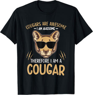 Cougars are Awesome Cougar Lover Animal T-Shirt - T-Shirt | Black
