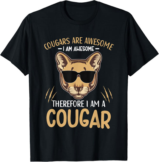 Cougars are Awesome Cougar Lover Animal T-Shirt - T-Shirt | Black