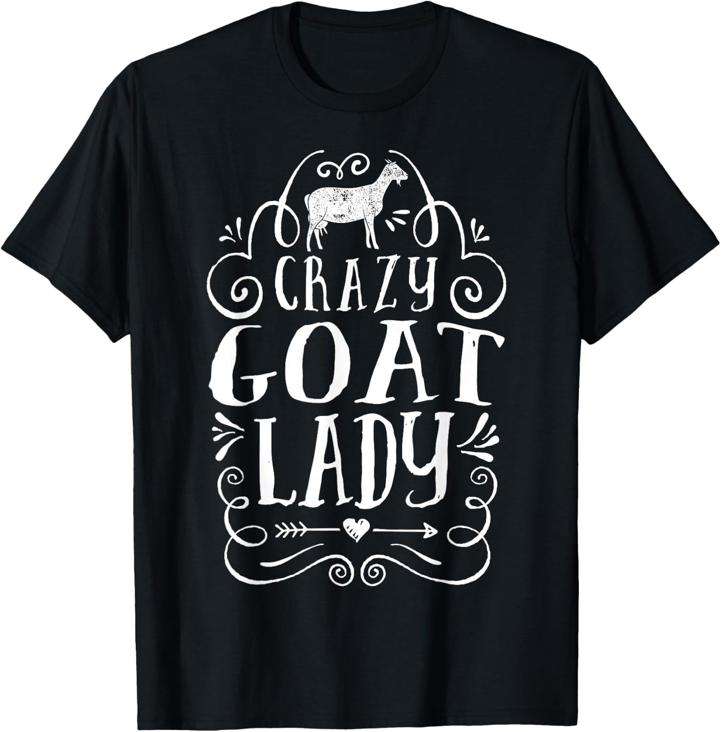 Crazy Goat Lady Girls Women Farmer Farm Animal Lover Vintage T-Shirt - T-Shirt | Black