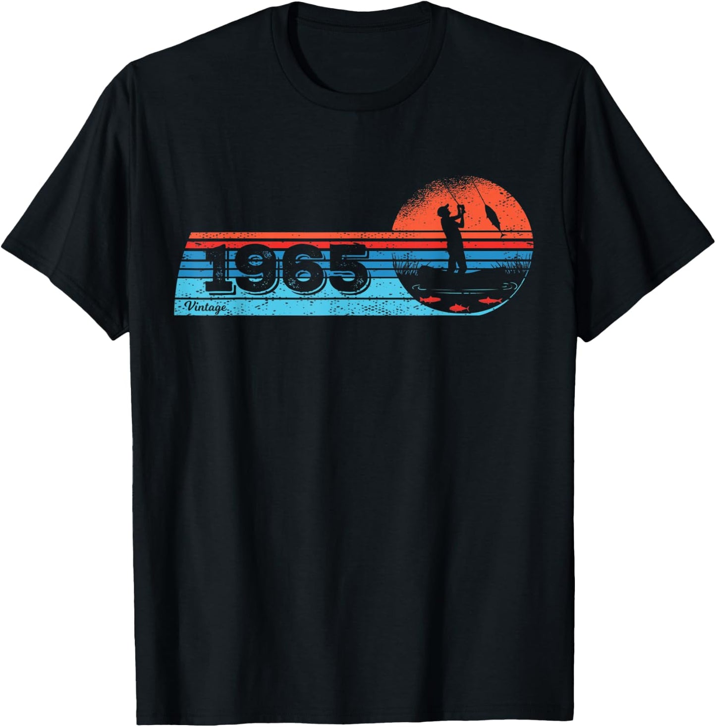 Fisher-men Vintage born 1965 Birthday Fly-fishing Fishing T-Shirt - T-Shirt | Black
