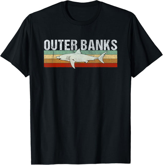 Outer Banks NC Shark T Shirt/North Carolina OBX Vintage T-Shirt - T-Shirt | Black