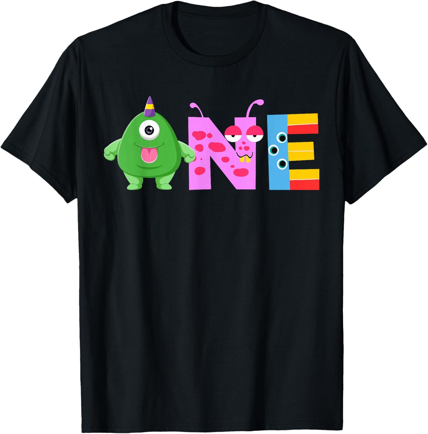 Monster One Year Old Kids 1st Birthday Party Family Monster T-Shirt - T-Shirt | Black