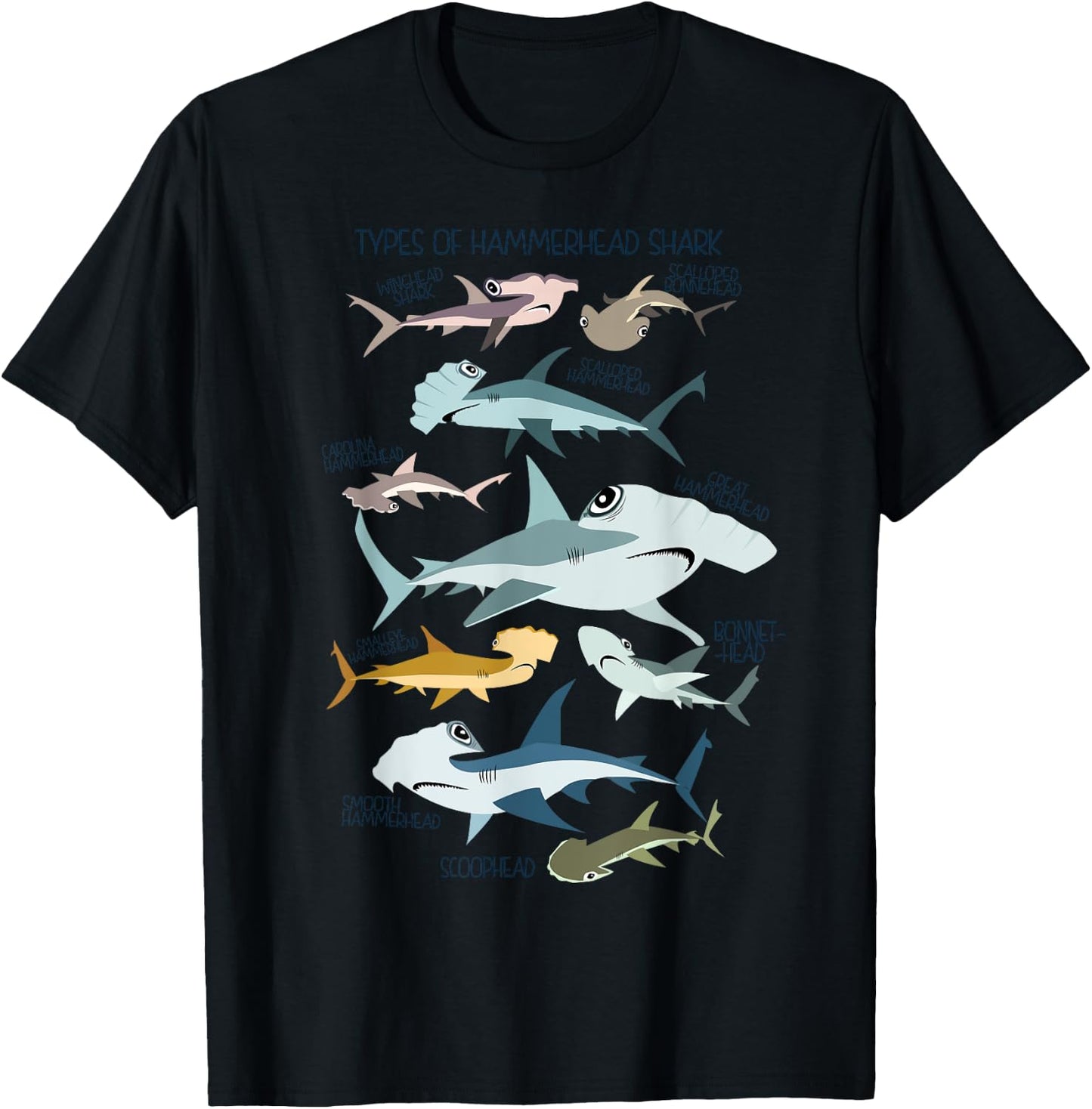 types of HAMMERHEAD shark guide T-Shirt - T-Shirt | Black
