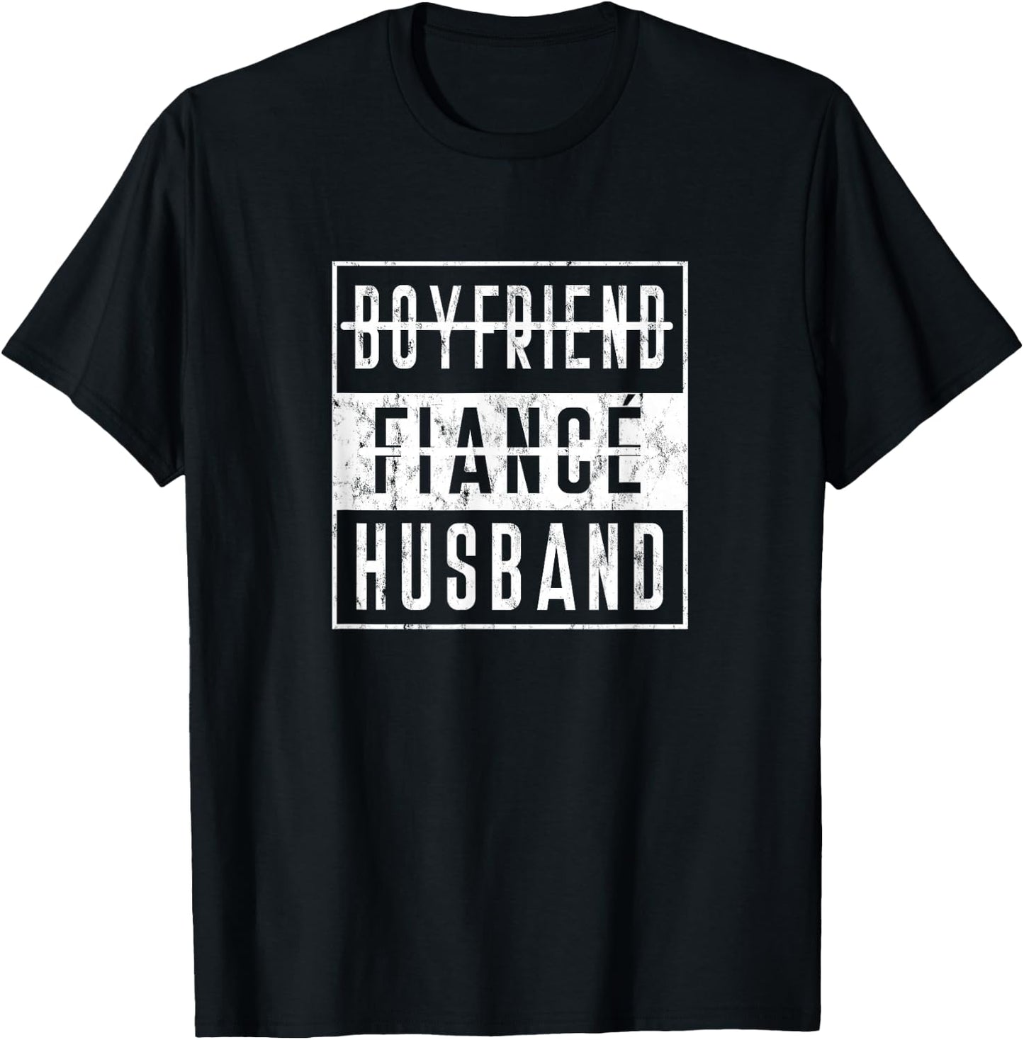 Boyfriend To Fiance Fiancee To Husband Wedding Day Honeymoon T-Shirt - T-Shirt | Black