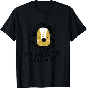 My Grandma Loves Me Grandchild Lion T-Shirt - T-Shirt | Black