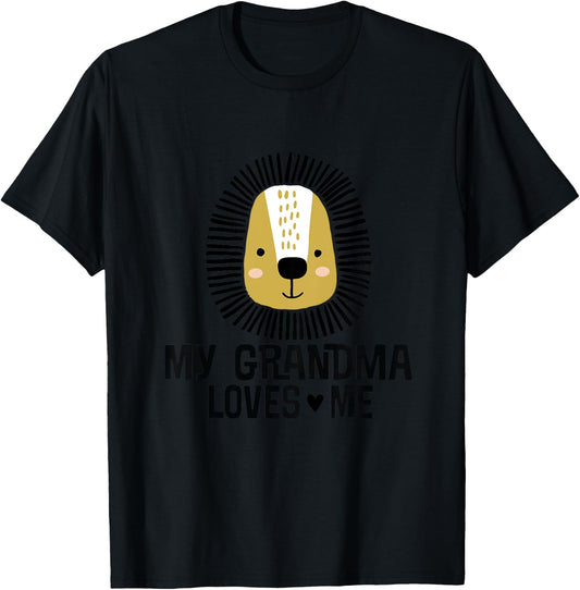 My Grandma Loves Me Grandchild Lion T-Shirt - T-Shirt | Black
