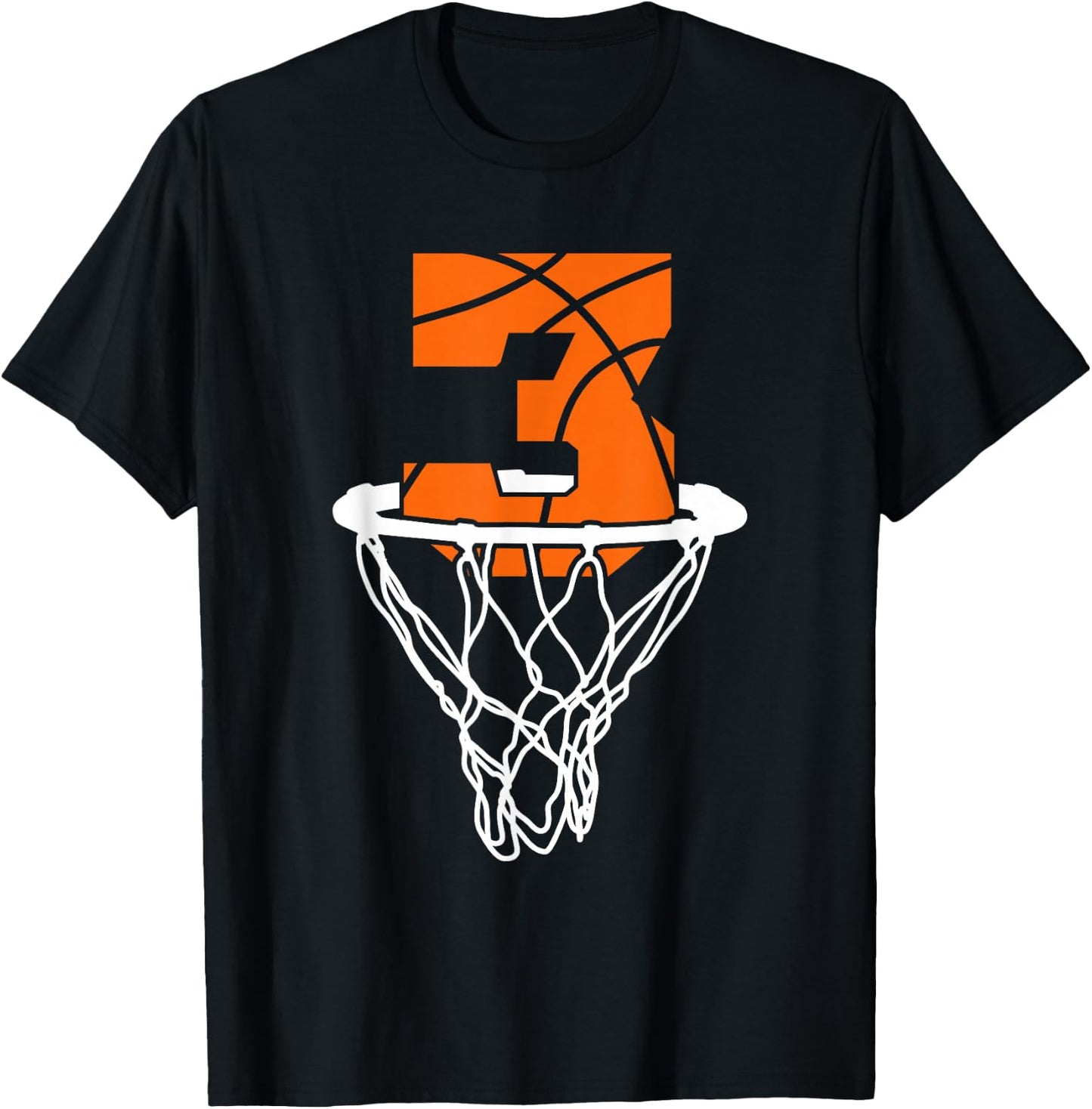 Cool Birthday Number Three Basketball Gift Shirt, Basketball T-Shirt - T-Shirt | Black