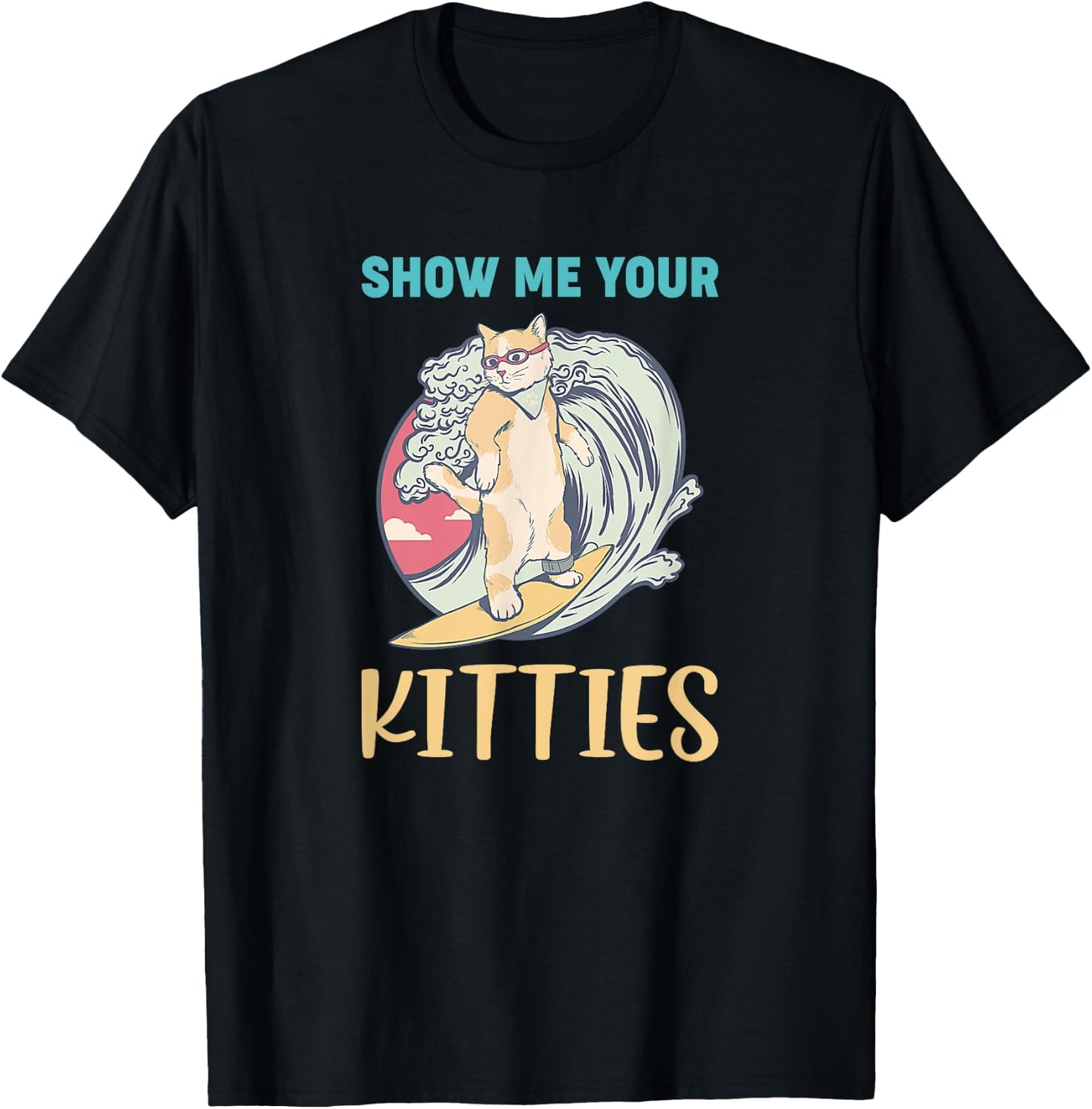 Show Me Your Kitties - Vintage Style Graphic Funny Cat Women T-Shirt - T-Shirt | Black