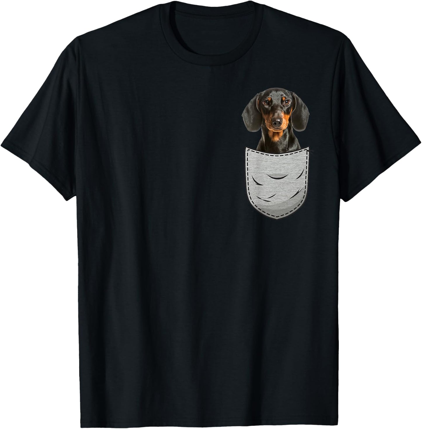 Dachshund Cap Dachshund Chest Bag Pocket Dog Owners T-Shirt - T-Shirt | Black