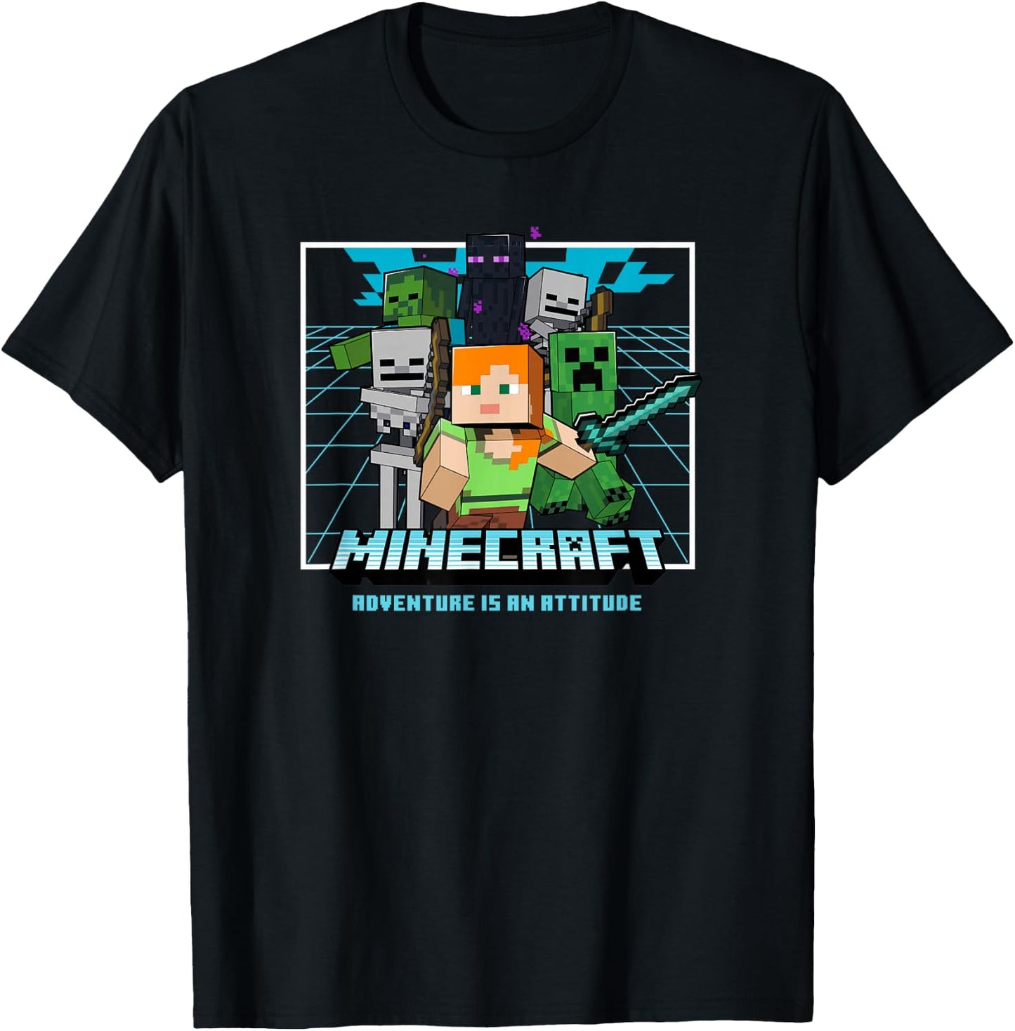 Minecraft Group Shot Action Pose Adventure T-Shirt - T-Shirt | Black