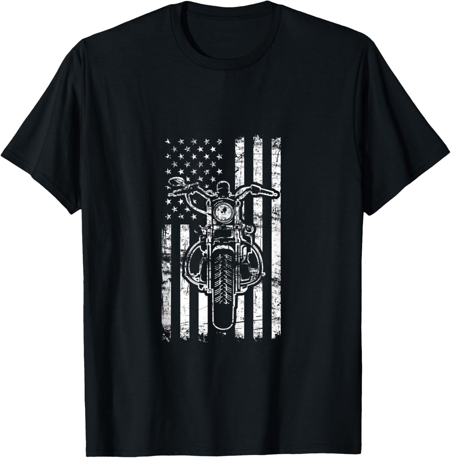American Motorcycle US Flag Cool Biker Gift Women T-Shirt - T-Shirt | Black