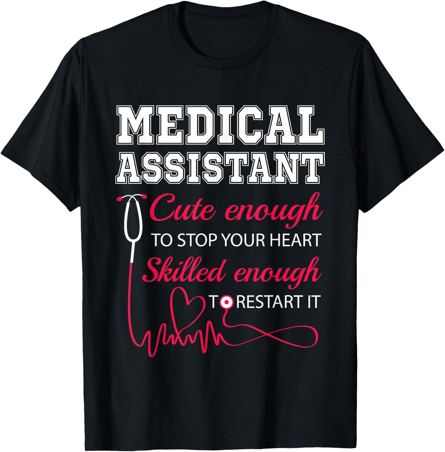 Medical Assistant Cute Nurse Stop Heart Male Female Nursing T-Shirt - T-Shirt | Black
