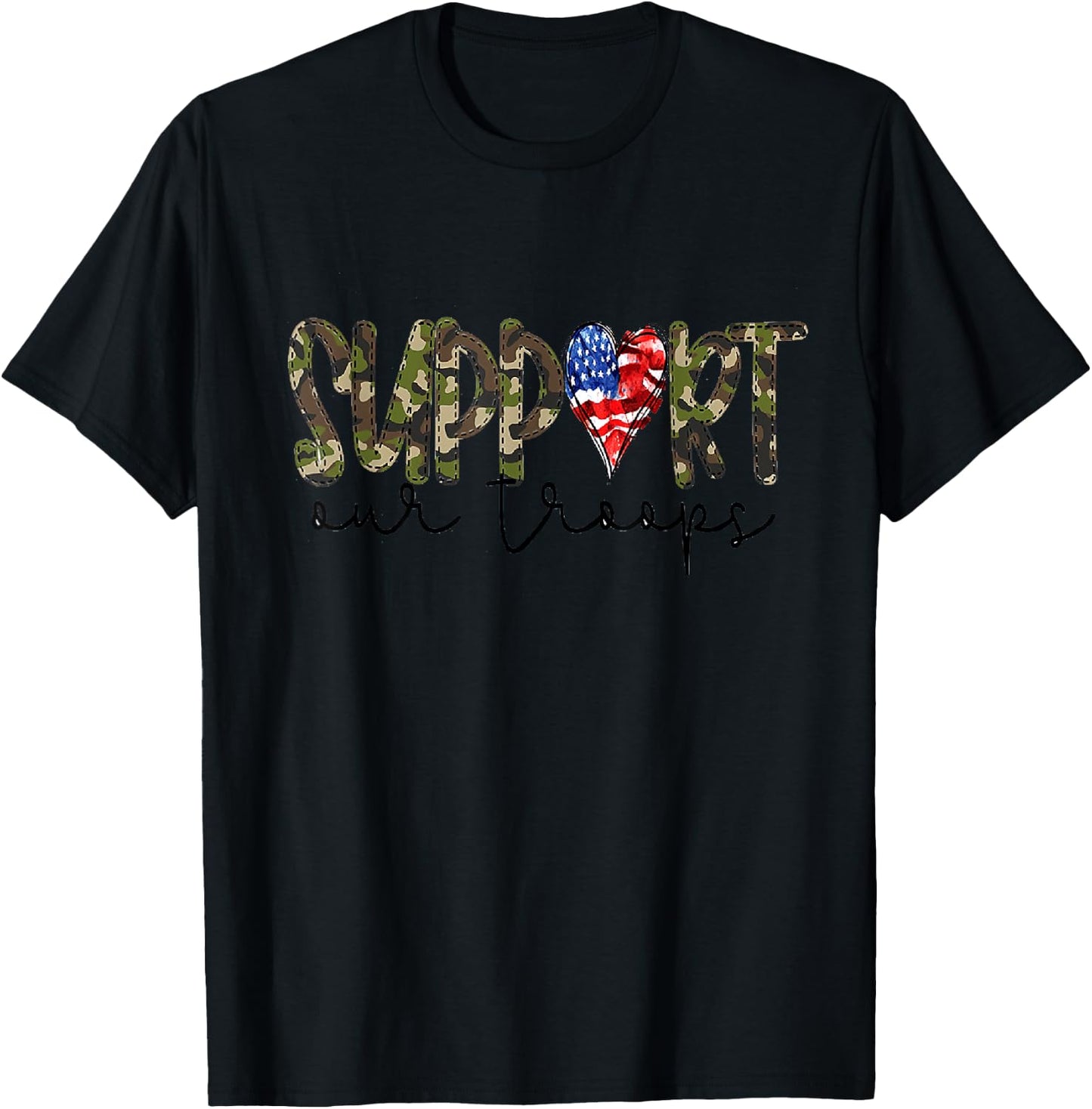 Support Our Troops Men Women T-Shirt - T-Shirt | Black