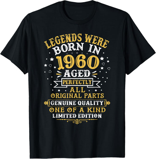 Legends Were Born In 1960 62 Years Old 62nd Birthday Gifts T-Shirt - T-Shirt | Black