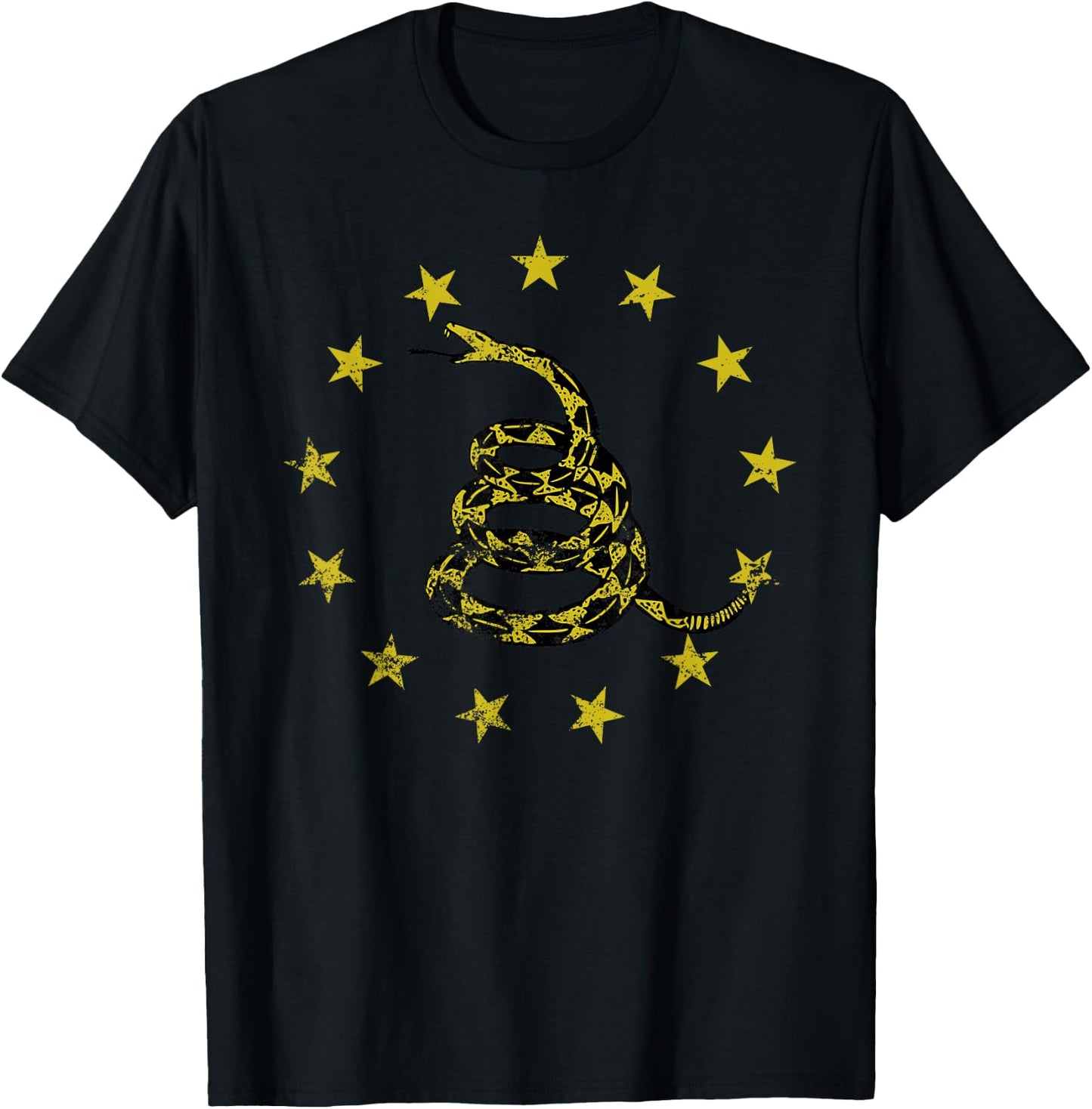 Gadsden Flag, Snake Symbol, Betsy Ross Flag, Patriotic Men T-Shirt - T-Shirt | Black