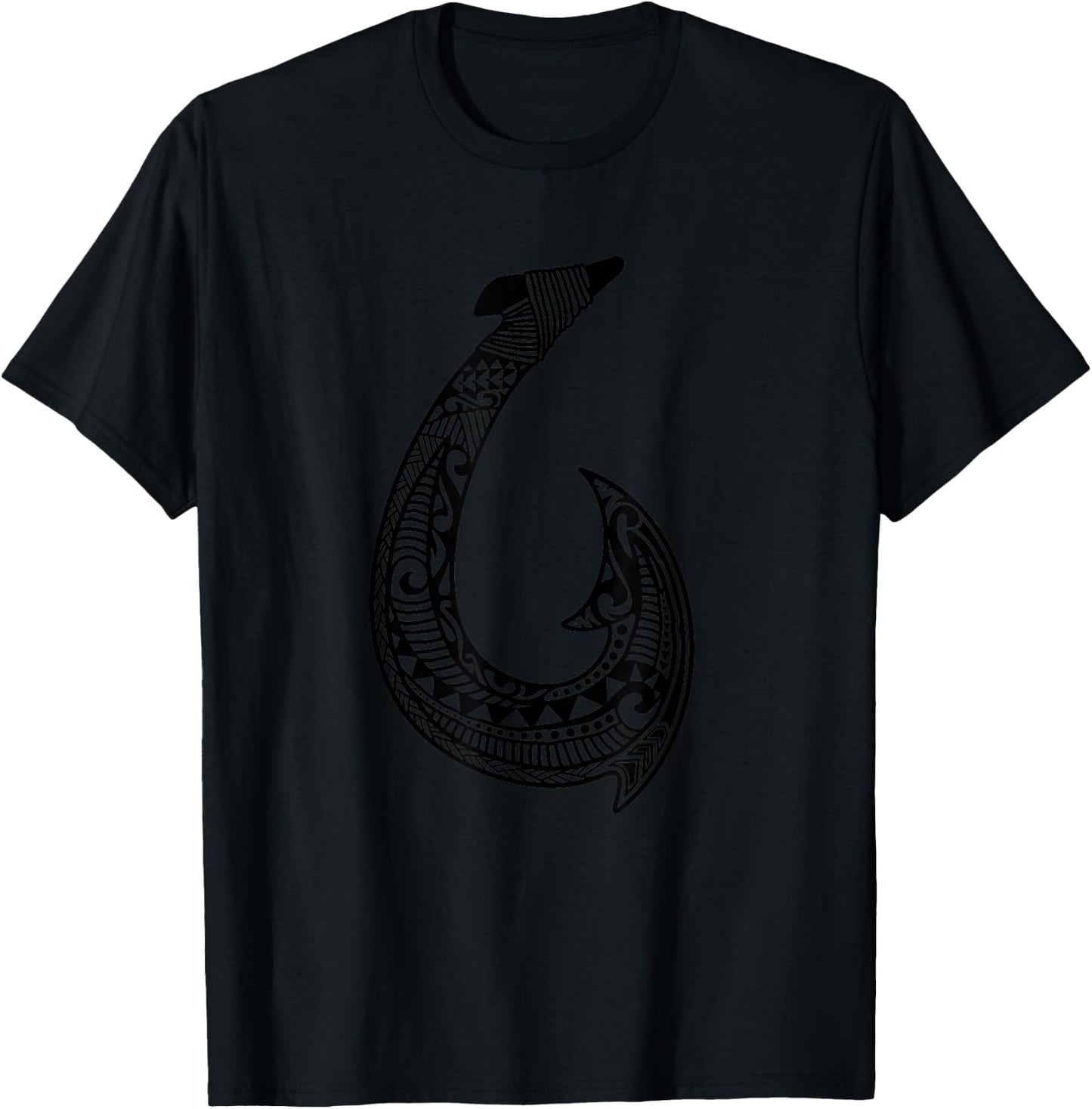 Tribal Hawaiian Fish Hook Pacific Islander Ocean Fishing T-Shirt - T-Shirt | Black