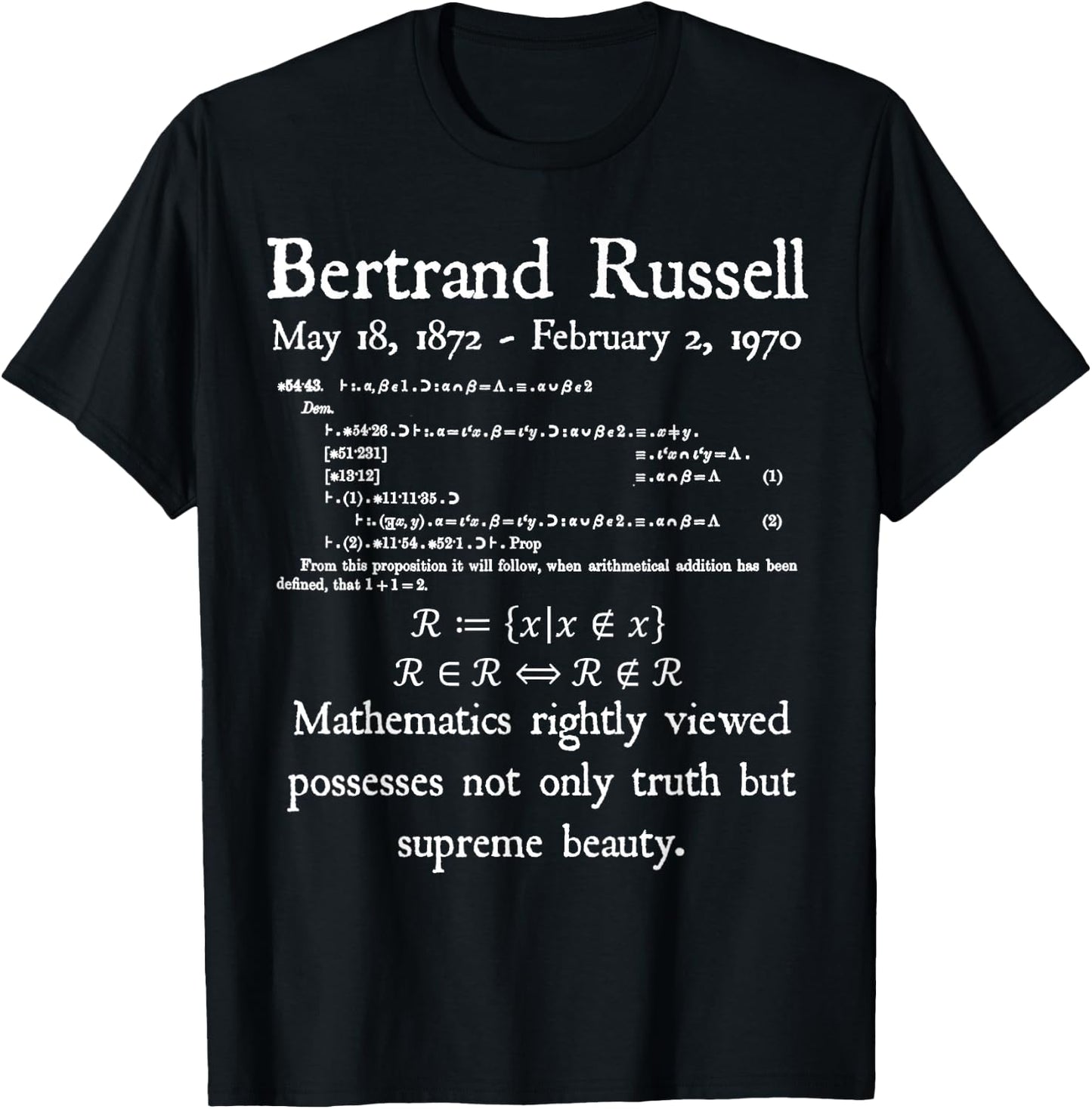Nerdy Vintage Bertrand Russell Logic Algebra Math Teacher Women Kids T-Shirt - T-Shirt | Black