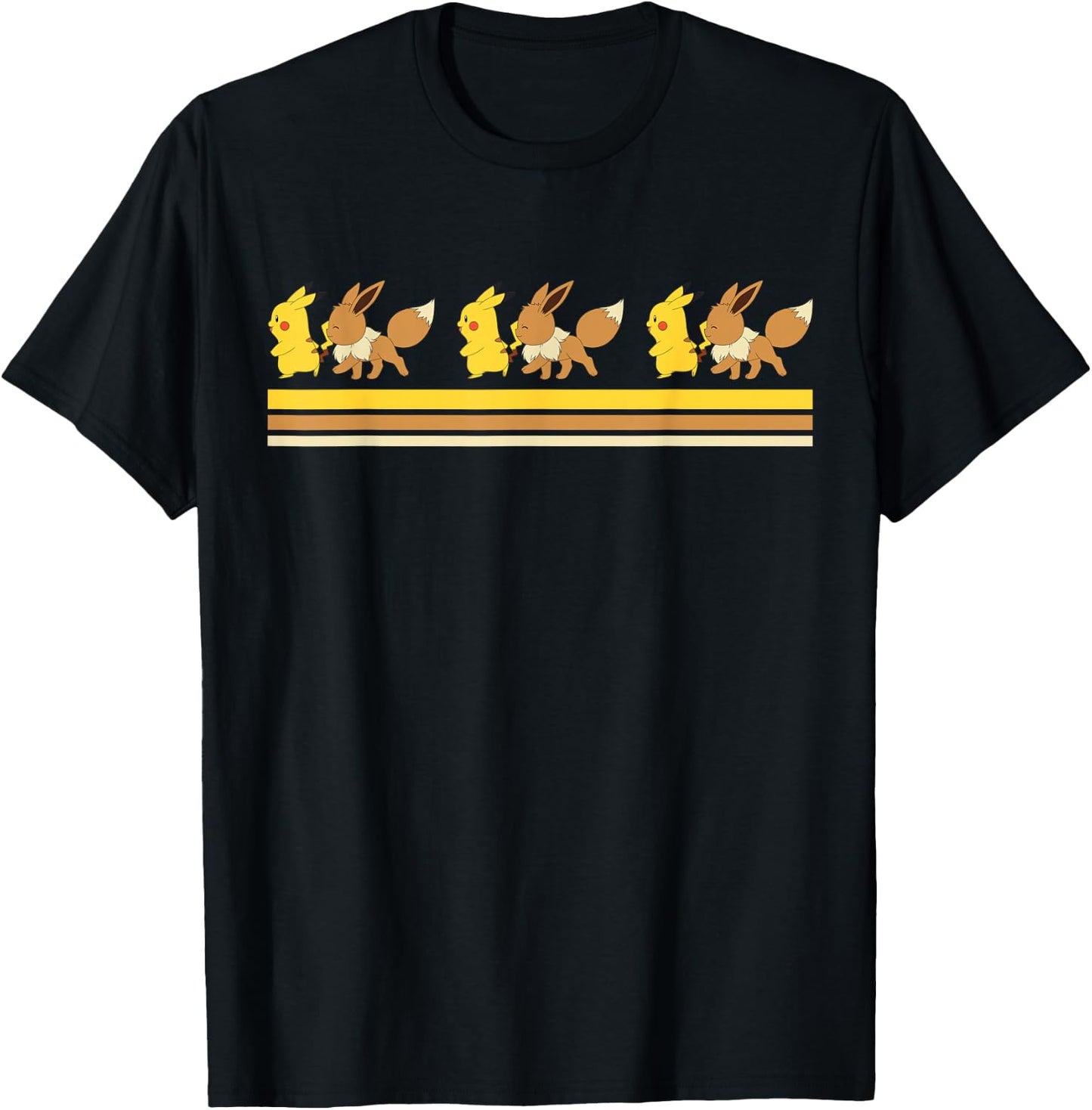 Pokemon Pikachu & Eevee Retro T-Shirt - T-Shirt | Black